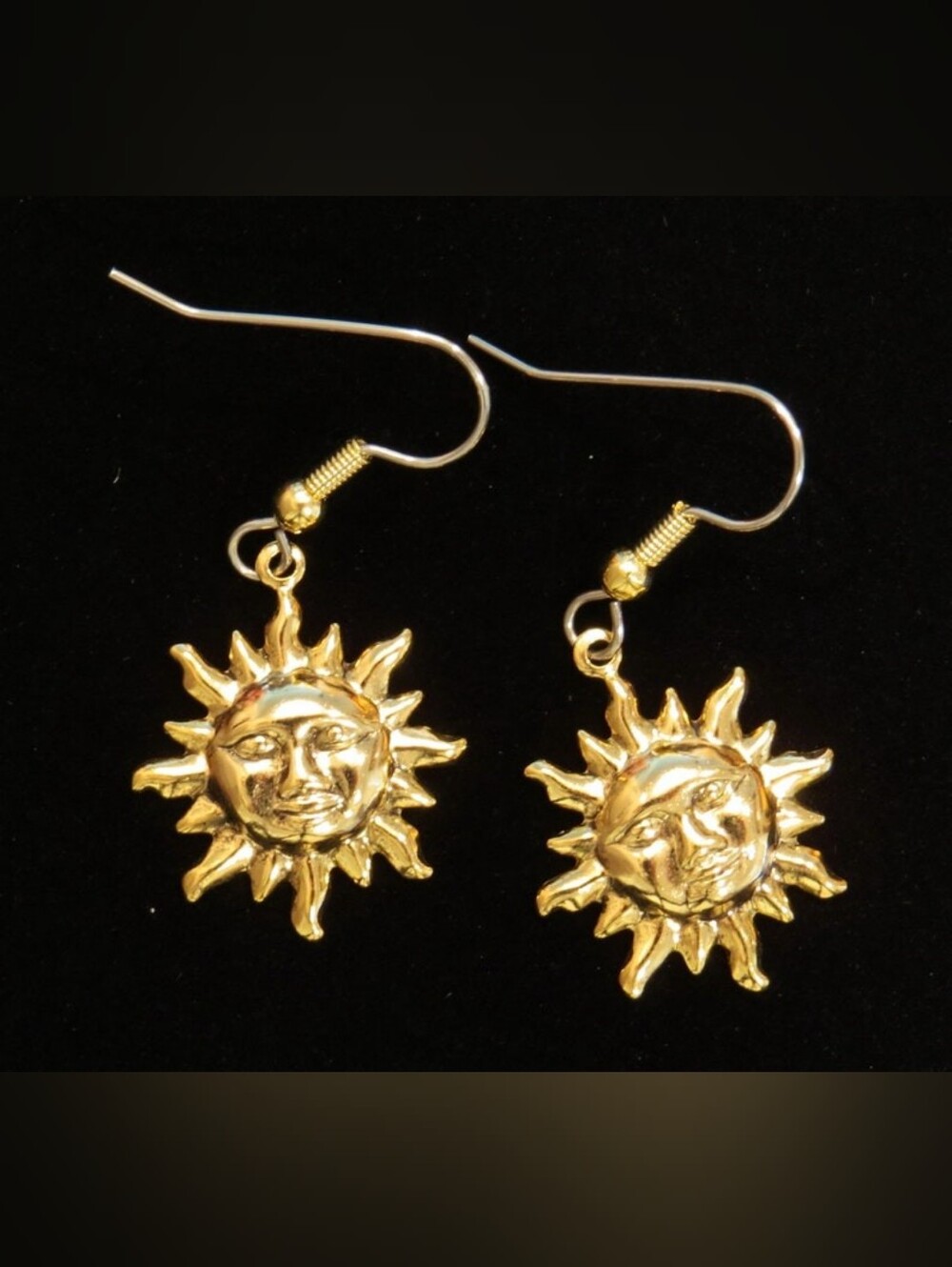 Sun Face Earrings | Gold Brass Southwestern Earrings | Celestial Boho Jewelry